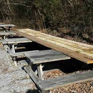 The lumber for the new floating dock is prepared to be attached to the frame.