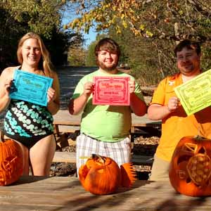 The three winners show off their creations (left to right: Jenna Moe, Michael Widener, Jonathan Culver)